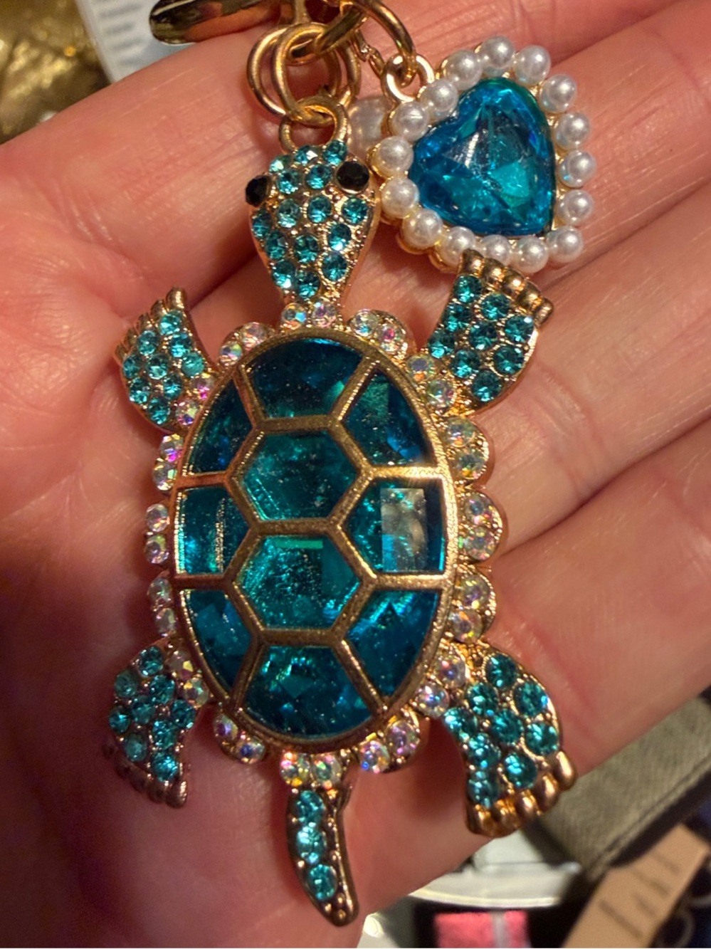 Gold-Tone Turquoise Turtle Keychain - Home Accents - Picture 2 of 2